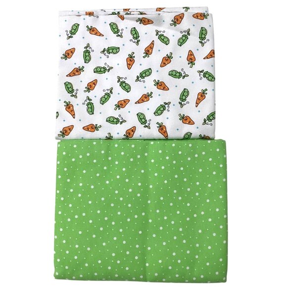 Shabby Fabrics Self-Binding Receiving Blanket Green Kit Pattern Peas Carrots - Picture 3 of 4
